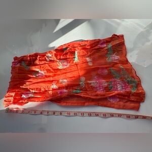 Vera Neumann Floral Scarf – Red & Pink Silk Sheer, Ladybug Logo, Vintage